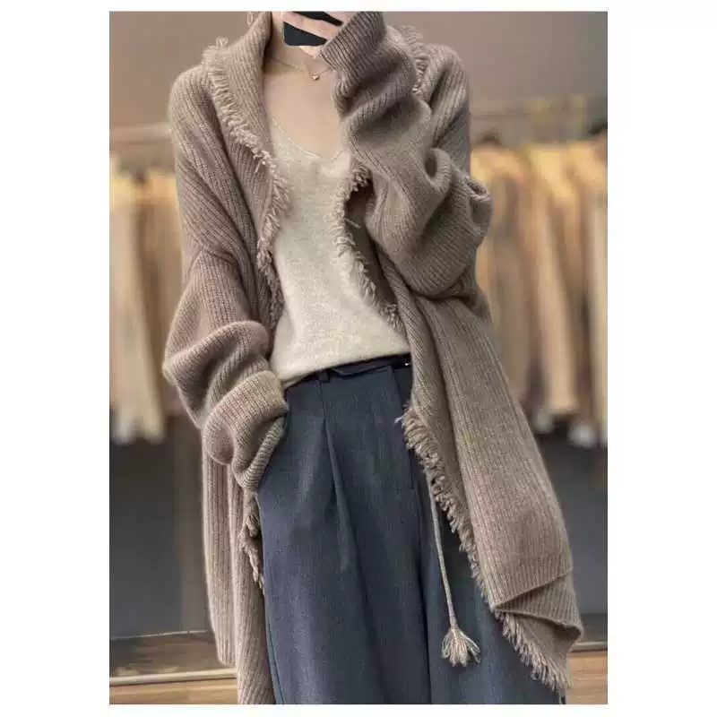 Knitted demi-season cardigan, sweater, jacket, high-end