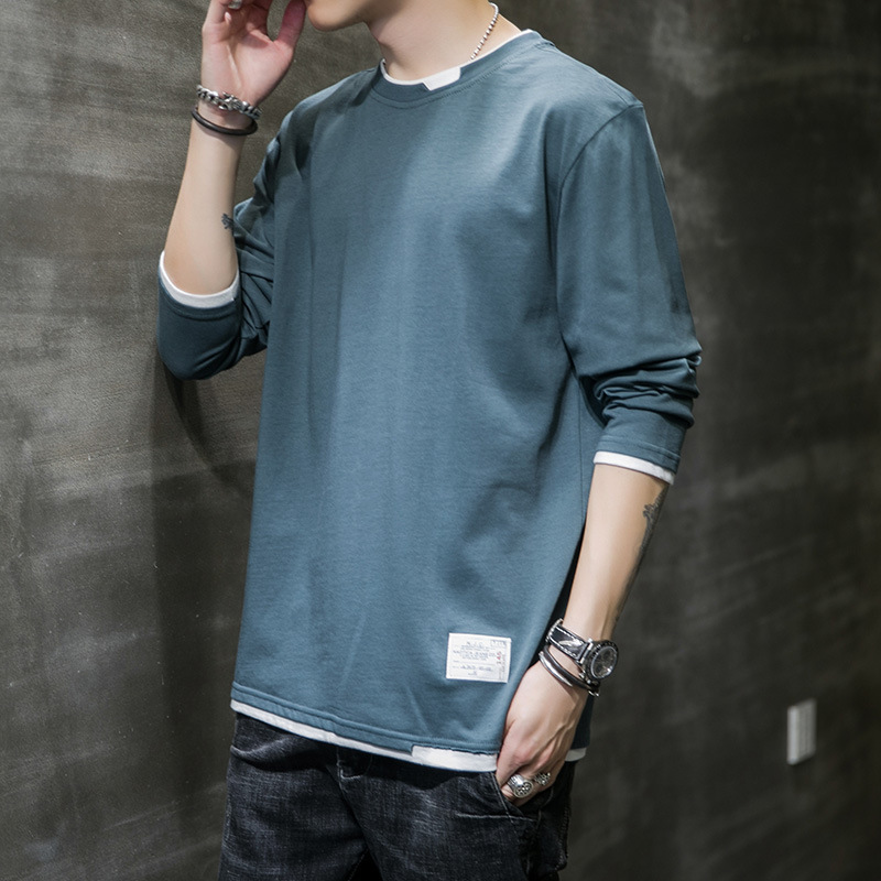 Spring Men's Sweatshirt 2021 Autumn Casual New Shirt Autumn Men's Pure Long-Sleeved Shirt Top Trendyy Bottoming