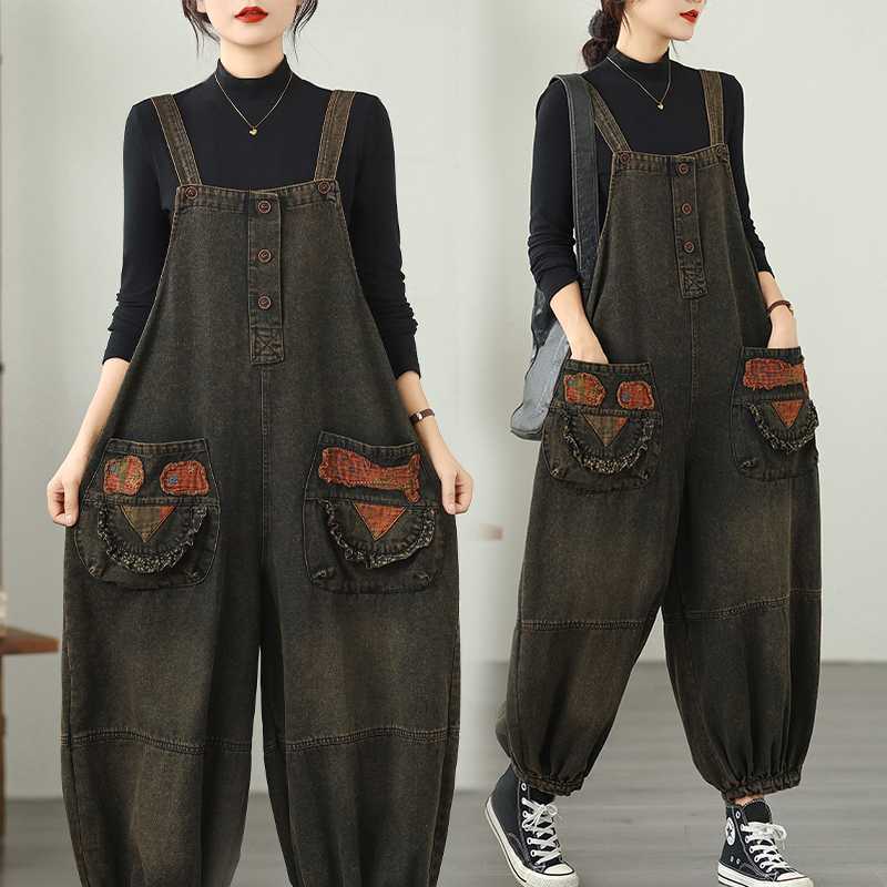 Autumn denim retro ethnic trousers
