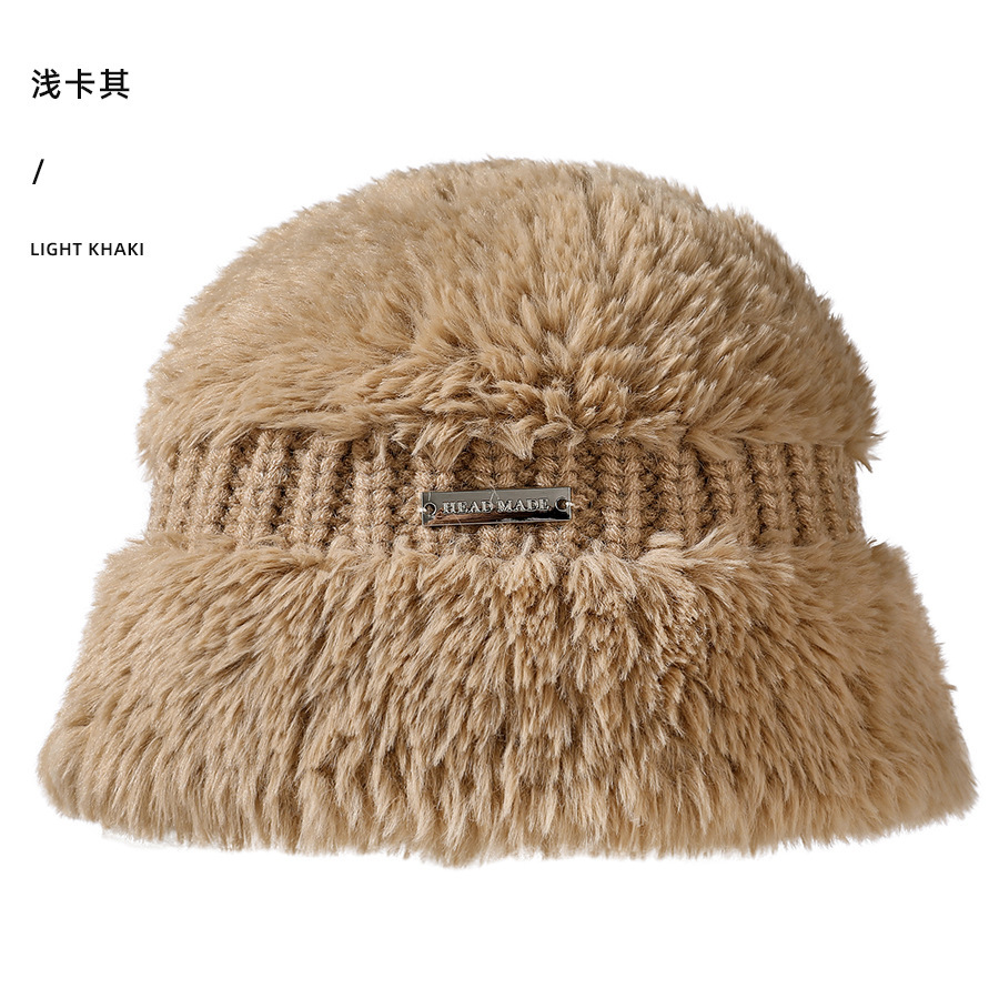 Sombrero de pescador de invierno de las mujeres al aire libre a prueba de viento caliente cuenca sombrero costura engrosada protección del oído sombrero de punto casual sombrero de lana marea