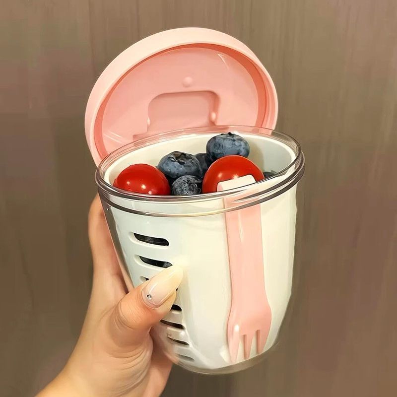 水果杯便携式可沥水带叉子insn风早餐沙拉外带野餐速食牛奶|undefined