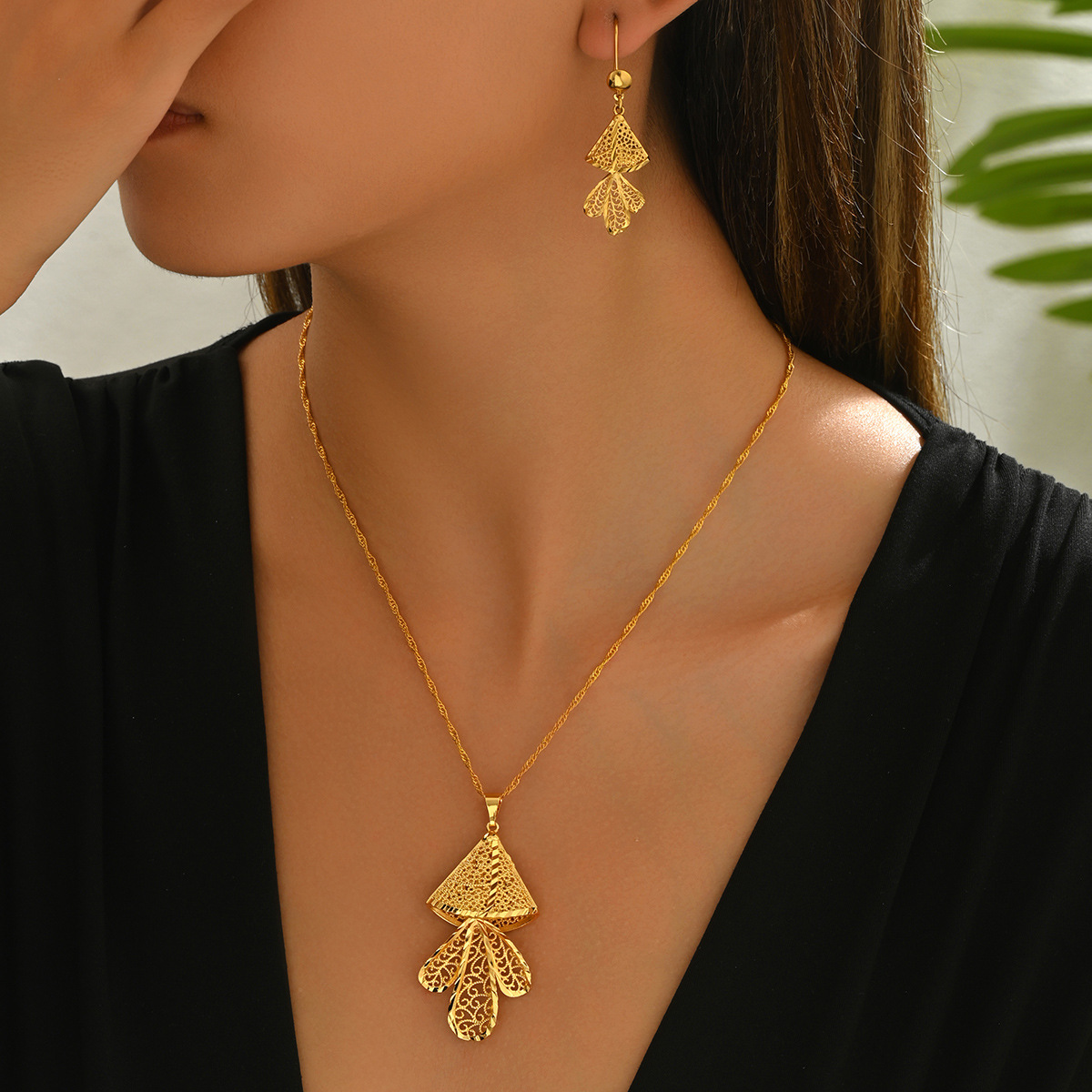 Set gioielli donna stile arabo collana e orecchini da sposa_voghion.com
