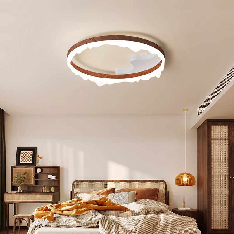 [Selección estricta] lámpara de techo de espectro completo protección ocular moderna simple color nuez creativo iceberg lámparas de habitación principal