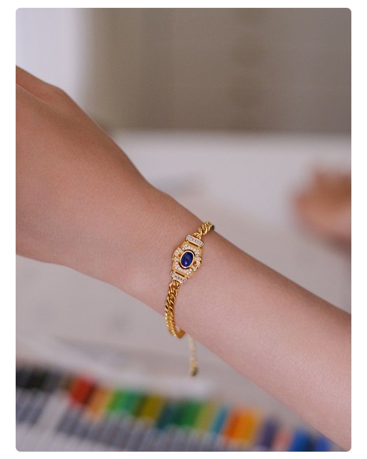 Retro Rhombus Copper Plating Zircon Bracelets 1 Piece