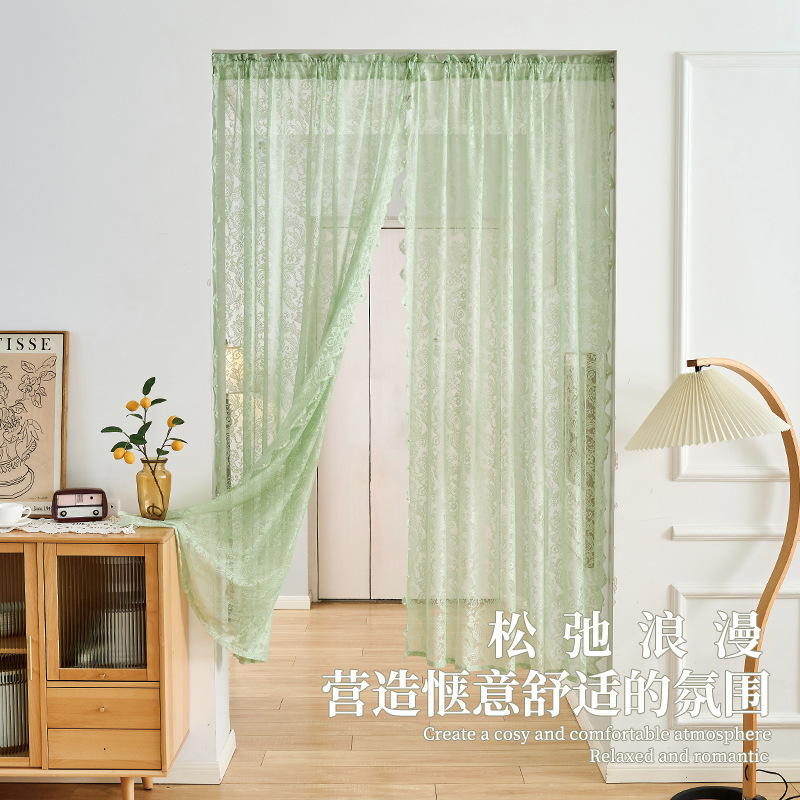 Taobao Hot-Selling Dreamy French Lace No-Punch Mosquito-Proof Beaded Phoenix Tail Sheer Curtain for Bedroom and Living Room Partition Curtain