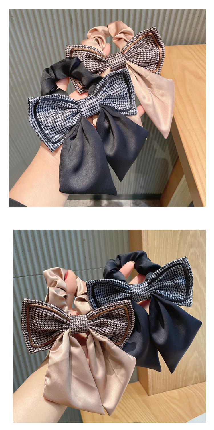Autumn And Winter Houndstooth Knot Bow Ribbon Bow Hair Tie Headband display picture 3