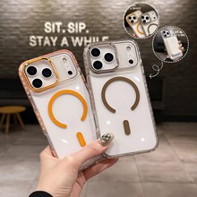 适用iphone17promax点彩高透磁吸手机壳苹果16防滑边框全包保护套