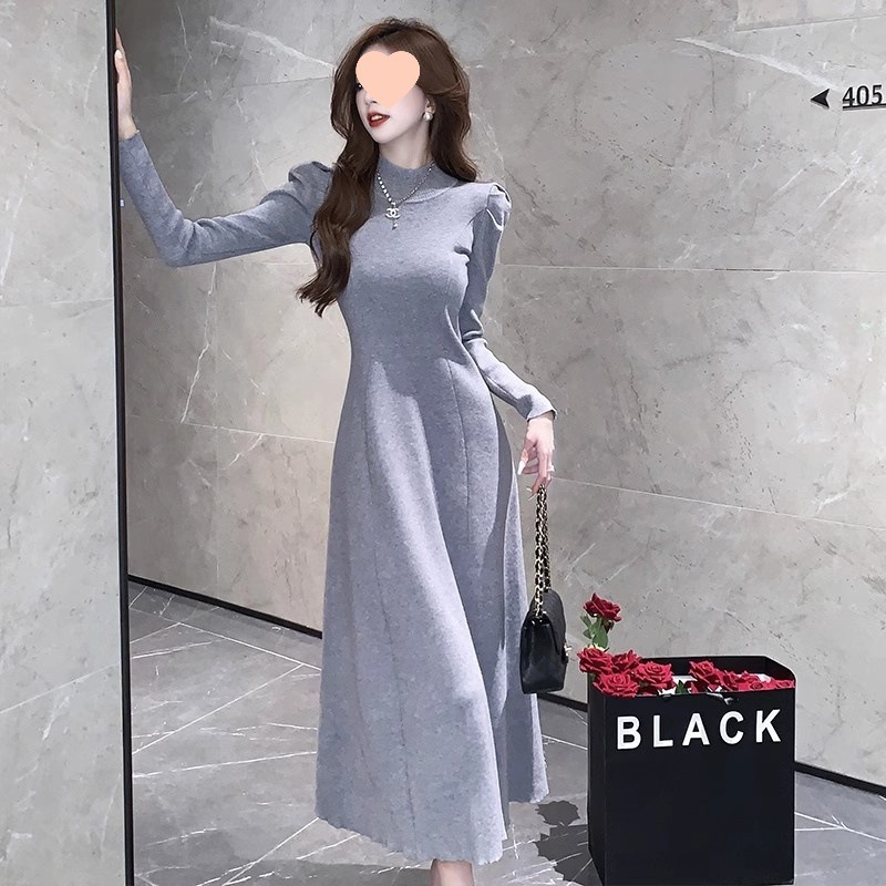 白色针织毛衣连衣裙女秋春夏2025新款感配大衣内搭打底长裙子|undefined