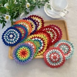 Красочная праздничная подставка для цветов ручной работы, связанная крючком, около 11 см, круглая в американском деревенском стиле, в стиле бабушки, с узором «Ловец снов».