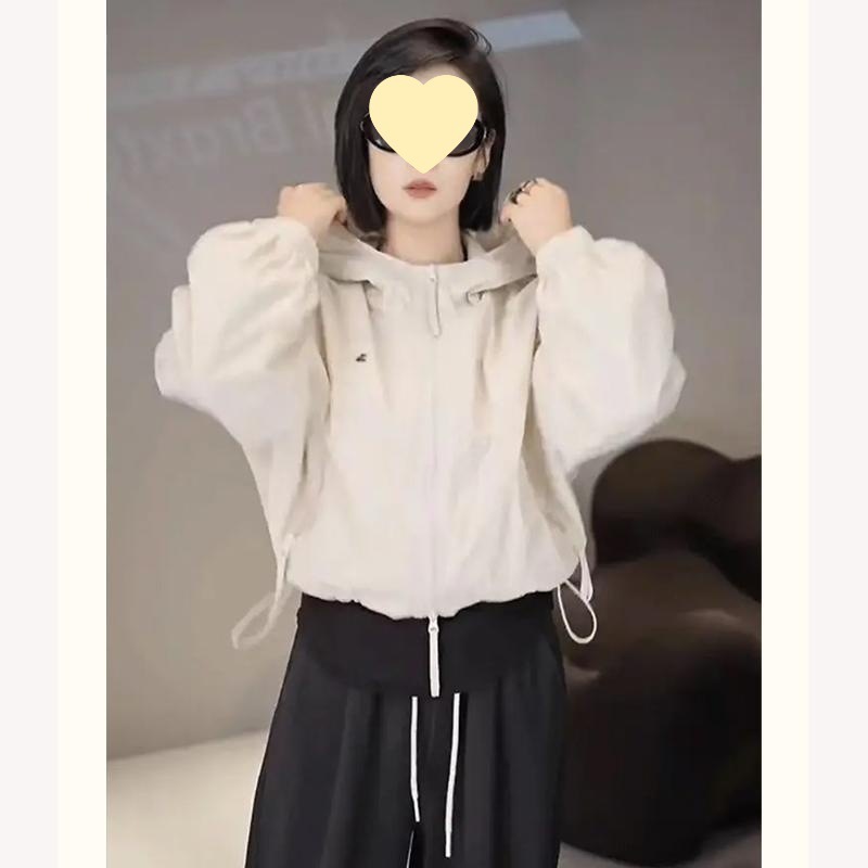 短外套女小个子2025秋季新款连帽百搭宽松下摆抽绳潮休闲|undefined