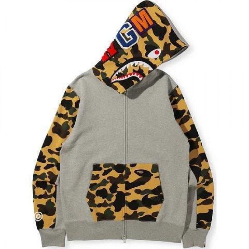 Cross-Border Wholesale Japanese Trendy Shark Head Sweatshirt Men's 3D Digital Print Sports Cardigan Zip-Up Hoodie Camouflage