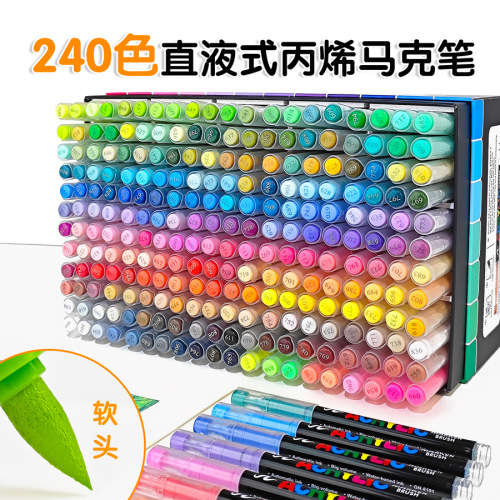 8101 Broad Spectrum Direct Liquid Soft Hair Acrylic Markers 360 Colors DIY Doodle Human Body Airbrush Art Paint Pens