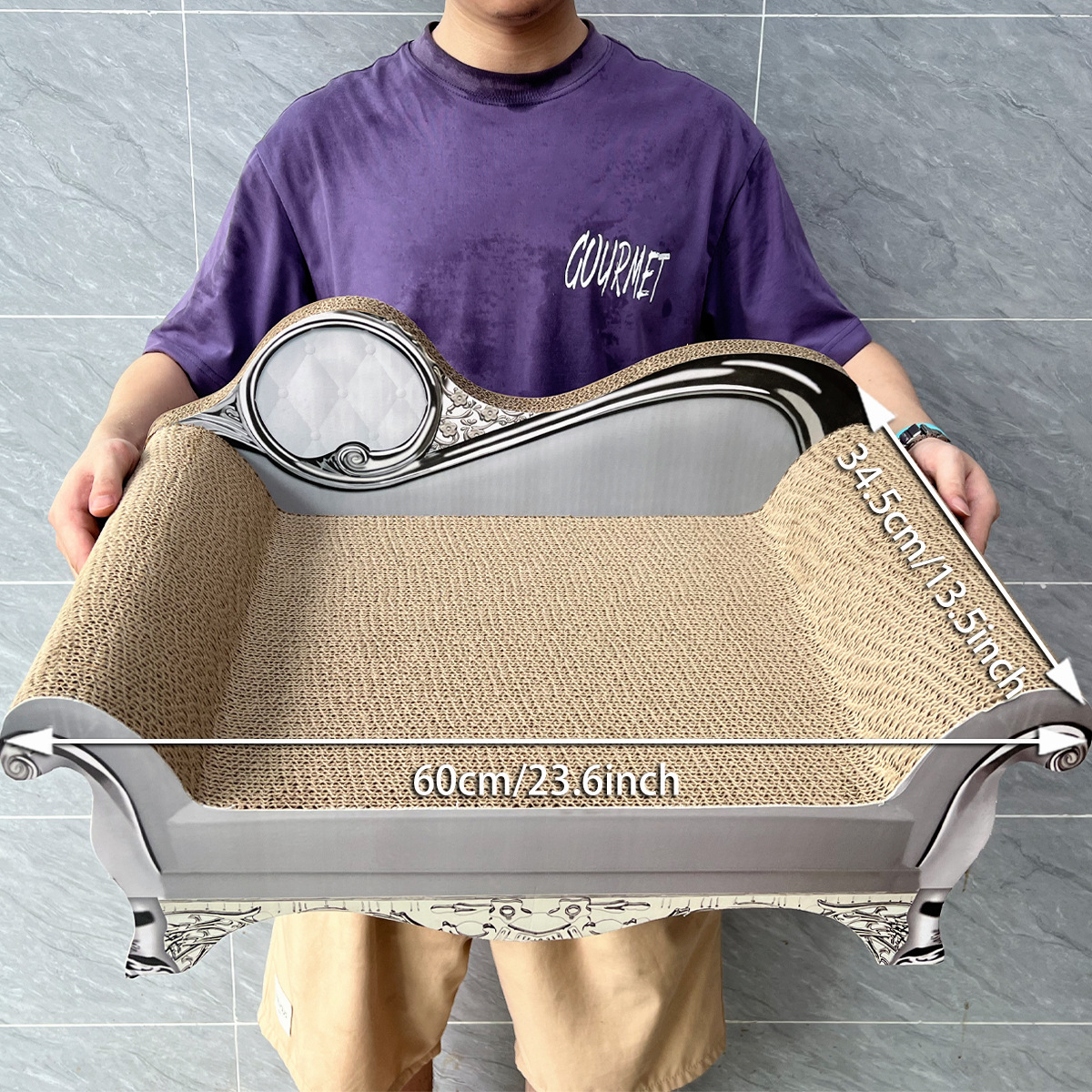 고드름 공장 재고 고양이 스크래치 보드 도매 chaise 소파 추천 국경 3 크기 옵션 라이트 그레이