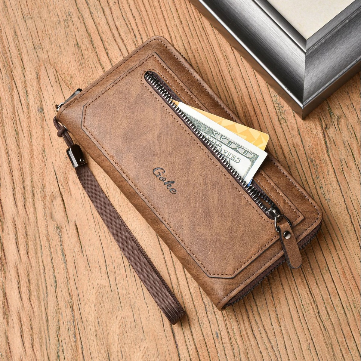New Men's Wallet Long Large Capacity Multi-Card Zipper Bag ID Bag Multi-Function Coin Wallet