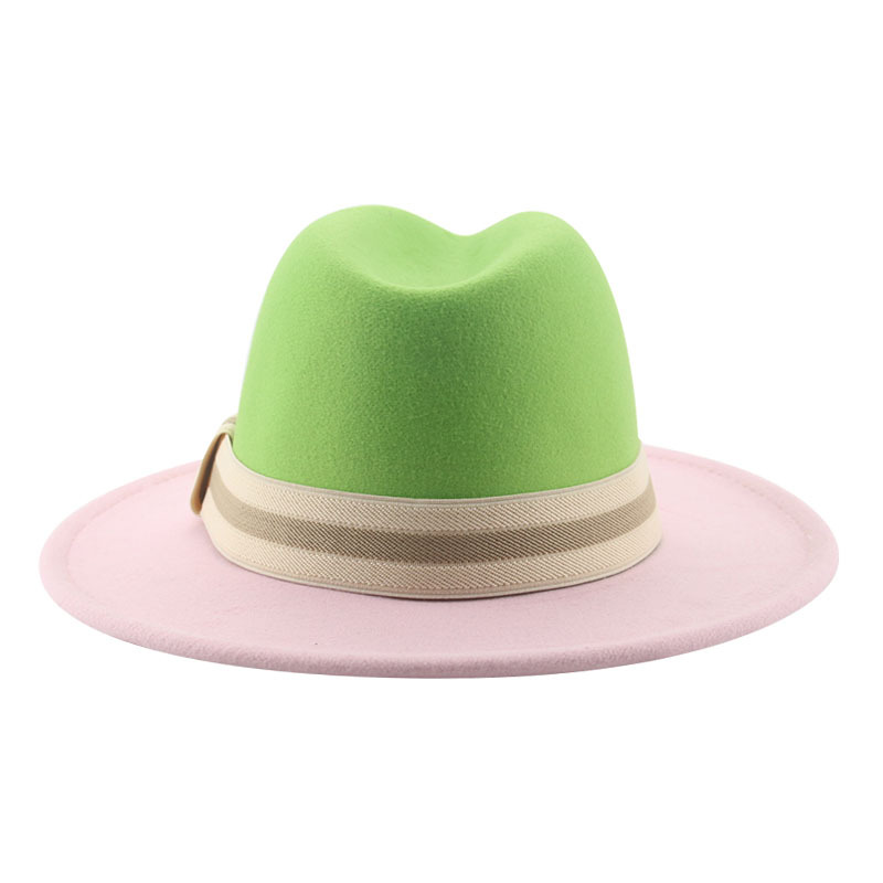 Unisex Classic Style Color Block Ribbon Flat Eaves Fedora Hat display picture 4