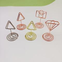 Metal Triangle Notebook Clip Desk Name Card Holder Geometric Notebook Clip Wholesale Creative Name Card Holder Wholesale Metal Dual