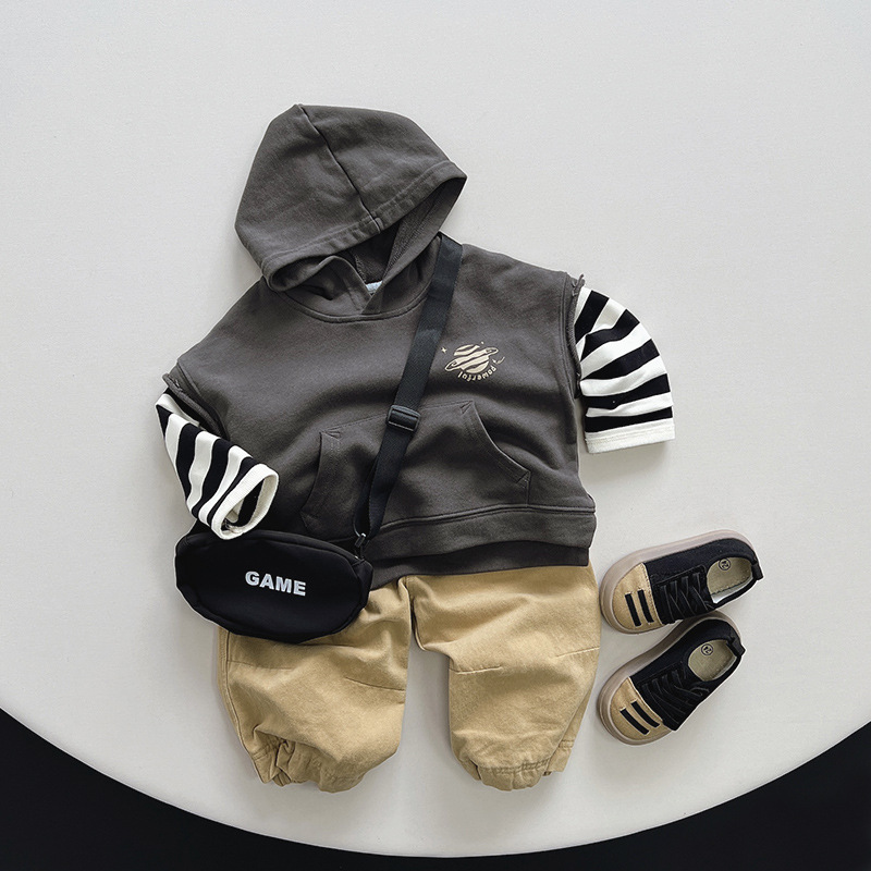 Ropa infantil para niños chaleco de otoño nuevo chaleco de niñas con sombrero coreano suelto chaleco de niños bebé chaleco de moda