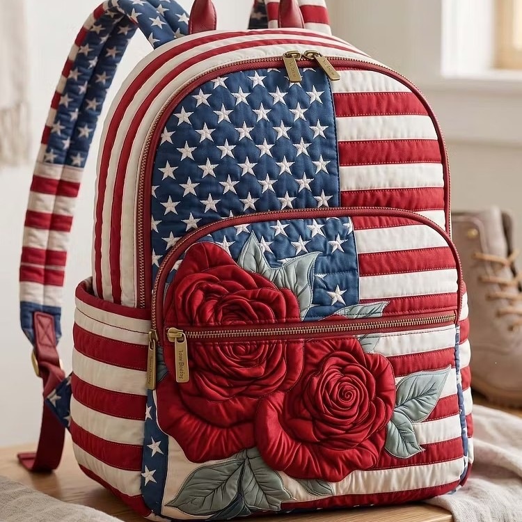 2026 Amazon Independent Site Cross-Border New Model 250Th American Anniversary Embroidered Quilted Backpack for Men and Women