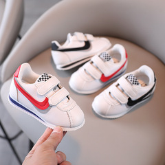 Spring and Autumn New Girls' Baby Sports Shoes for Toddlers, Ah Geng Shoes with Leather Surface, Soft Sole Baby Learning to Walk Shoes, White Shoes Wholesale