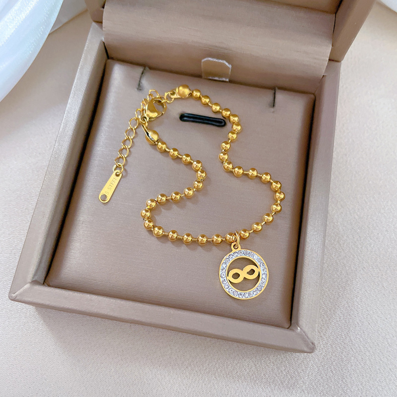 Bracciale donna con perline rotonde personalizzato in acciaio_voghion.com