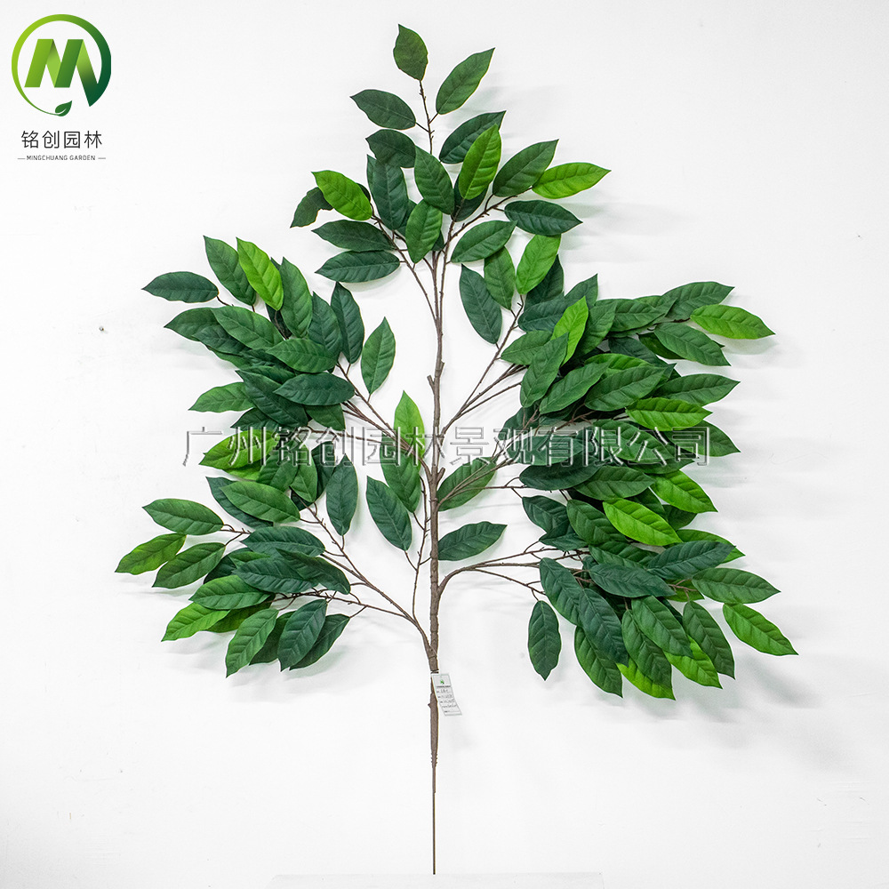 Hojas de árbol de banyan de gran tamaño para exteriores, simuladas con revestimiento adhesivo, material de textura realista, simulación de Fu Lu Tong, hojas simuladas ignífugas, hojas de árbol de alcanfor.