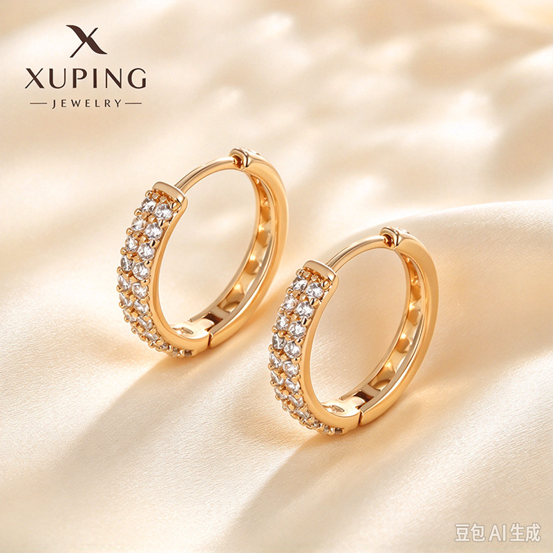 Pendientes de Aro con Zirconia de Aleación de Cobre Bañado en Oro de 18K