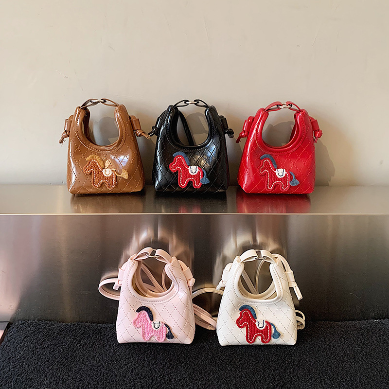 Caricatura lindo pony bolso de hombro para niños y niñas bordado de diamante mini bolso de mano 2026 bolso de comercio exterior transfronterizo para niños