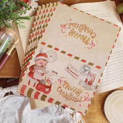 レトロ牛革クリスマスグリーティングカードクリスマスギフトカードかわいい漫画折り返しカード祝福メッセージカード封筒付き