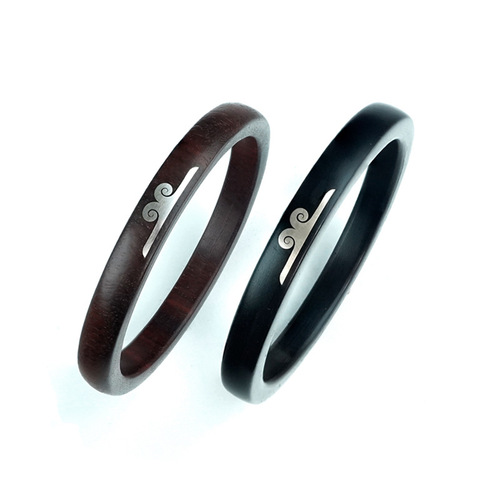 Black sandalwood inlaid with silver Ruyi gold hoop curse square bracelet purple sandalwood national style couple style supreme treasure wood bracelet hand jewelry