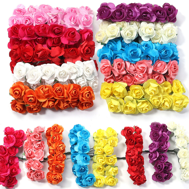 Simulated Rose Small Paper Flowers, Handmade DIY Wreath Materials, Wedding Candy Box Accessories, Wedding Opening Flower Wall, Party Decorations