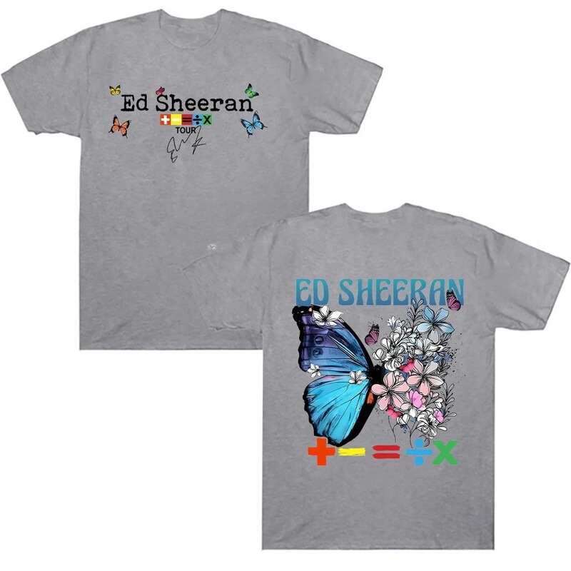 Ed Sheeran T-Shirt Butterfly T-Shirt Harajuku Unisex Fan Gift T-Shirt Summer Round Neck Short Sleeve Clothing