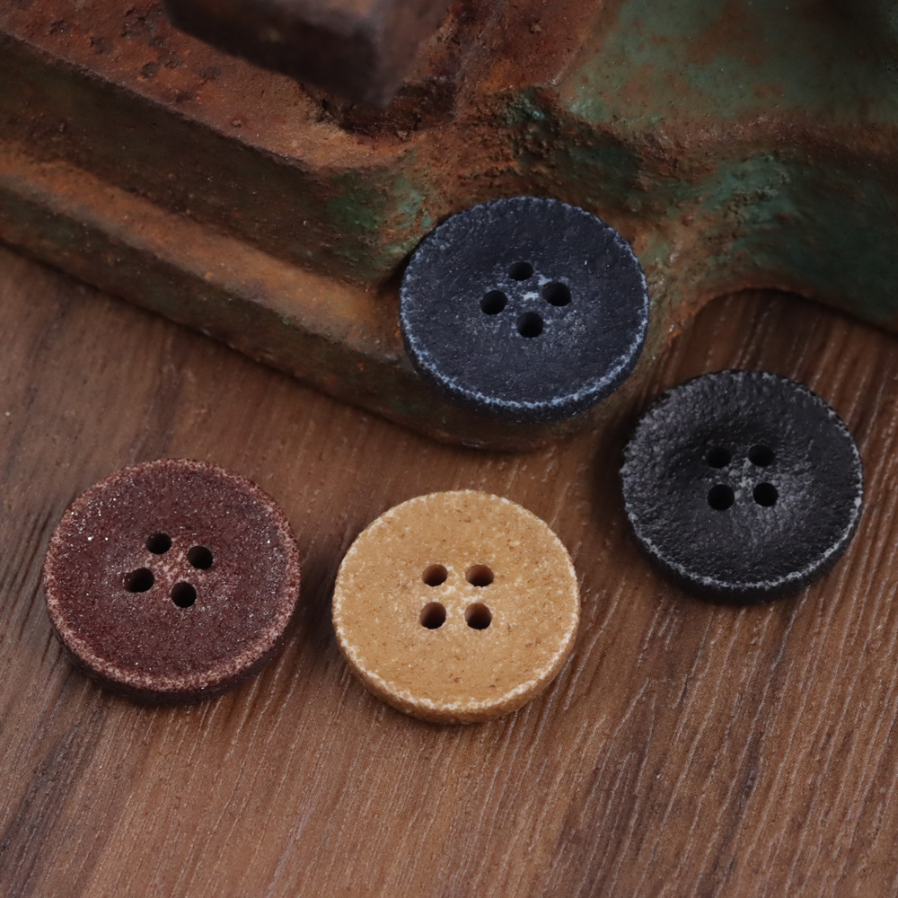 Granular Coat Trenchcoat Jacket Suit Resin Round Button Black Four Eyes Vintage Shirt Men and Women Button