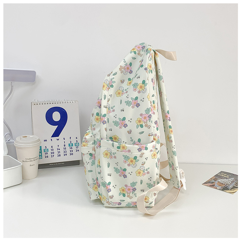 738g Weight Polyester Lining Material Sewing Thread Fashion Element Zipper Closure Type Double Shoulder Straps Strap Type Casual, School, Daily Occasion Nylon Material Waterproof Function Back To School Festival School Backpack Backpack Flower, Strawberry Pattern All Seasons Season Women's Gender Classic Style Style Square Shape Waterproof Flower Strawberry Casual School Daily School Backpack 23