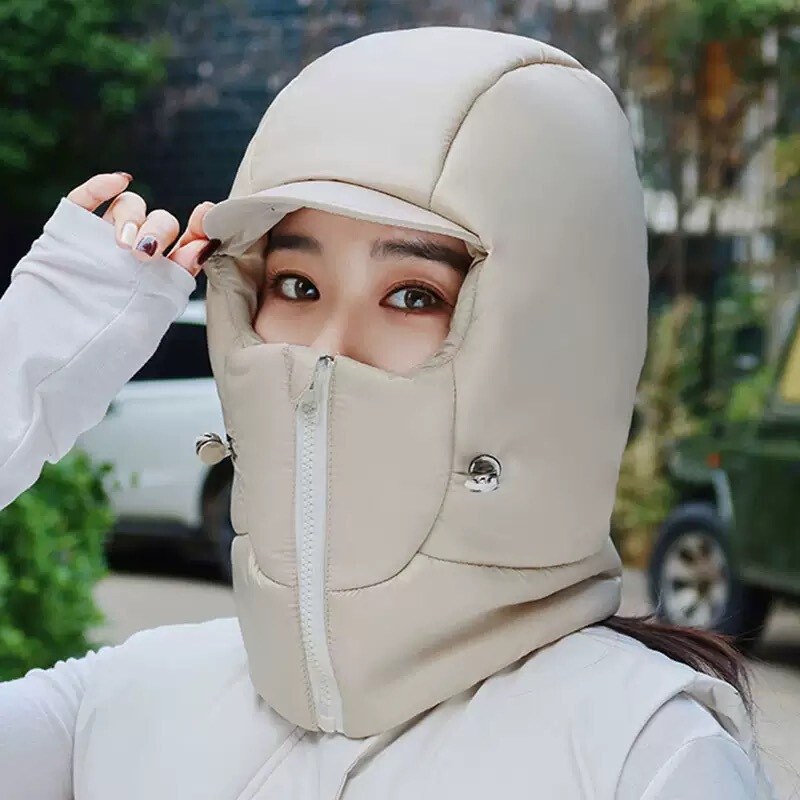 冬季保暖帽女骑车电动车护脸护耳围脖一体加厚雷锋帽户外防寒神器|undefined