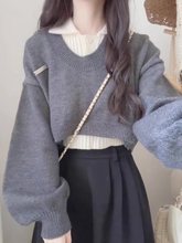 学院风短款POLO领毛衣女春春夏高腰设计感两件套针织上衣2025新款