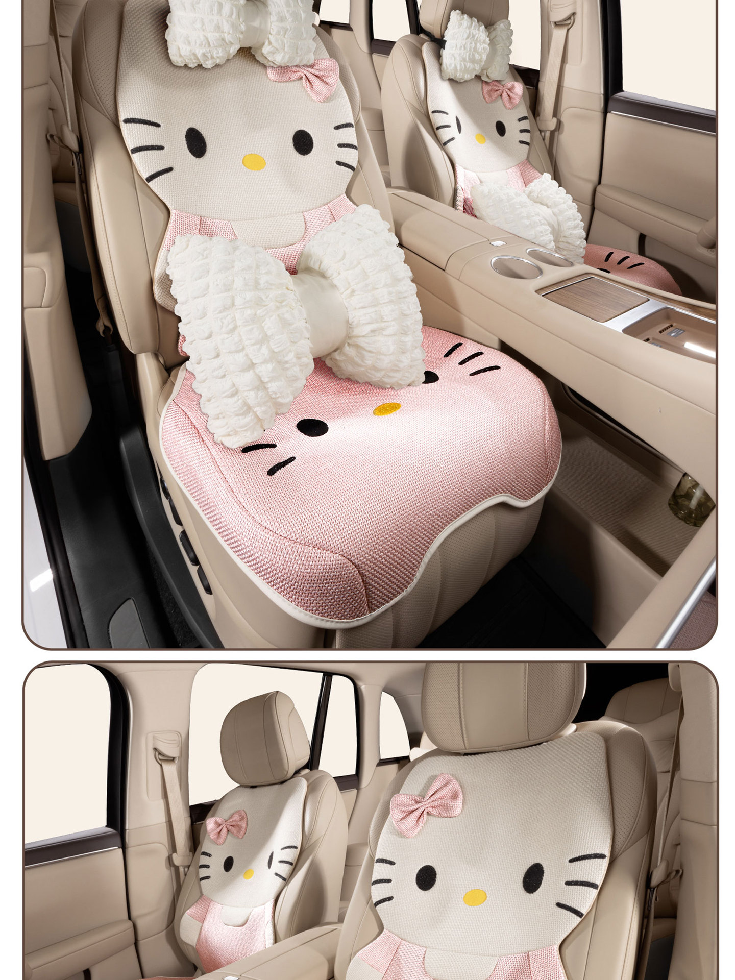 Car seat cushion, universal for all seasons, cartoon cute design, women's car seat pad, full coverage, breathable, non-slip seat cover
