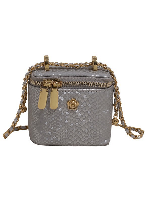 Caja portátil Xiaoxiangfeng Bolso cuadrado pequeño Mujer 2025 Nuevo patrón de serpiente transfronterizo Bolso bandolera de moda de alta gama