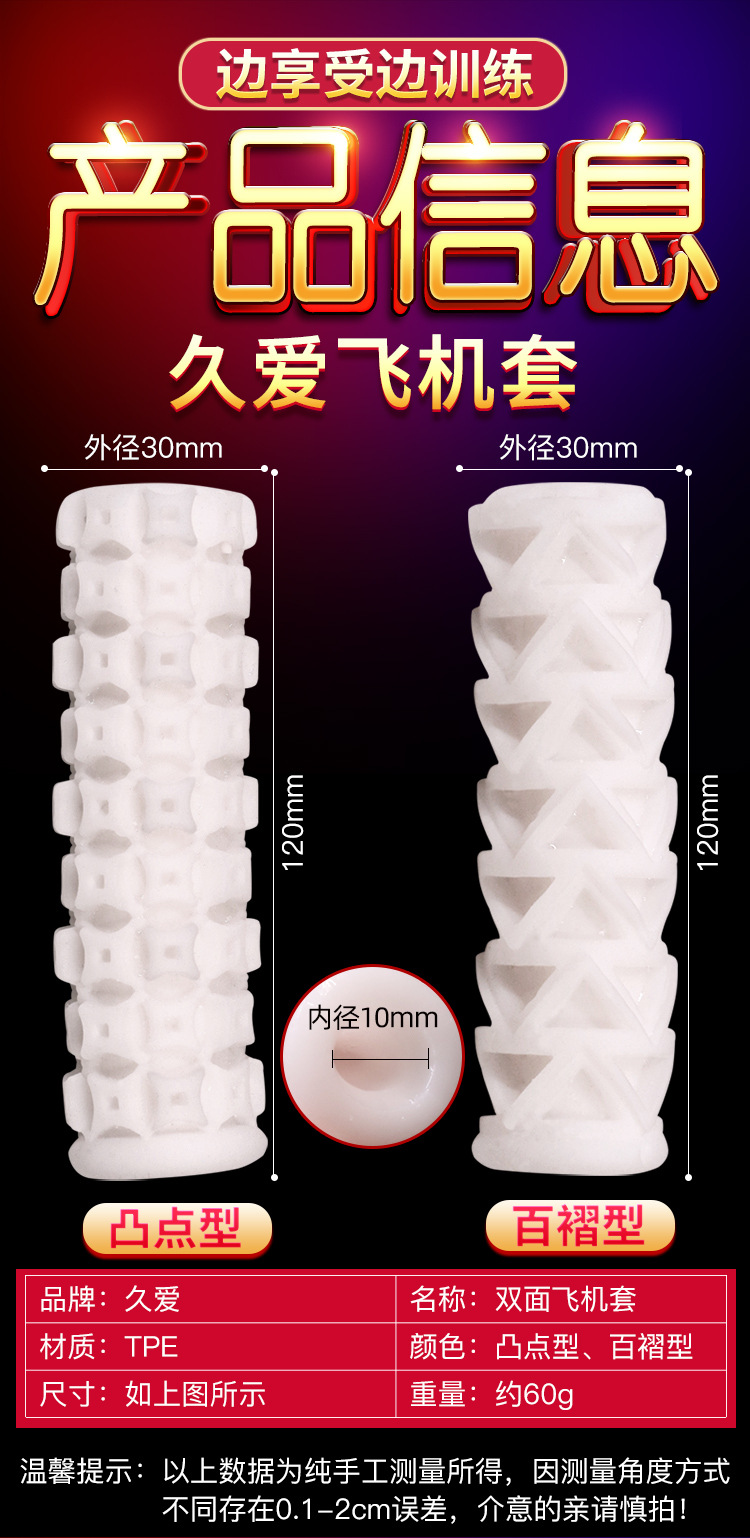 Portable Mini Double-Sided Masturbation Cup in TPE with Textured Channel — detail image 17