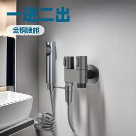 马桶伴侣一进两出全铜喷枪增压水枪水喷铜喷枪妇洗器高压冲水枪厂