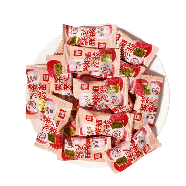 Yake fruit pulp filled hard candy, lychee flavor 500g (about 65 pieces)