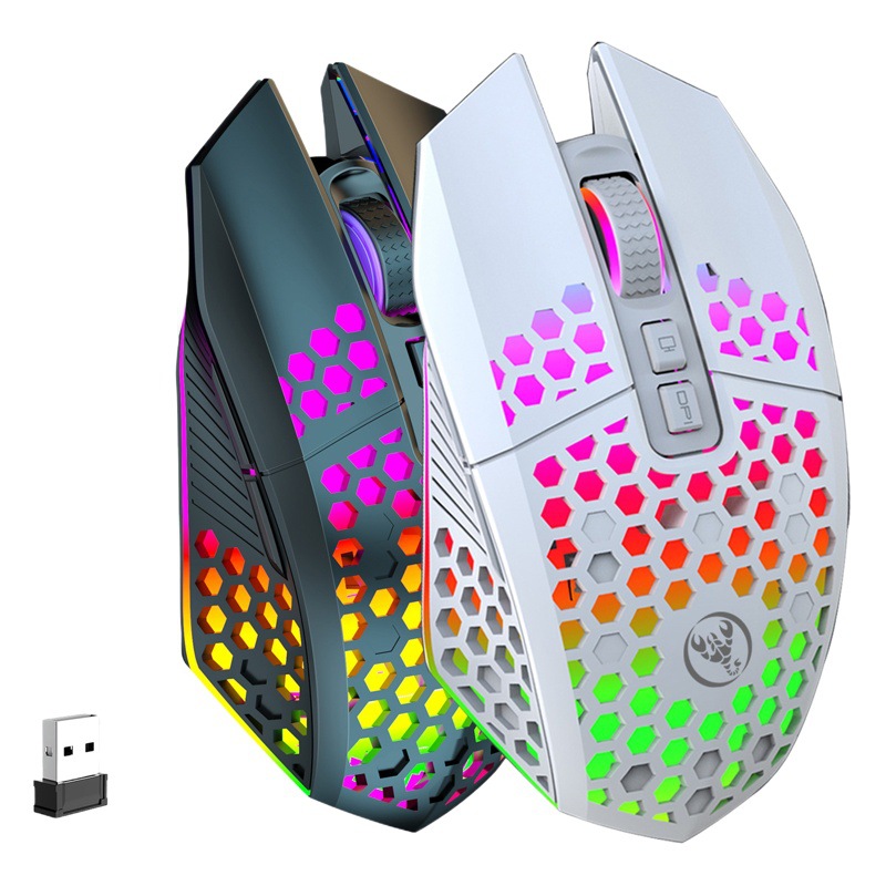 T500 agujero ratón 2,4g luminoso recargable inalámbrico ratón mudo diseño ligero Oficina ratón al por mayor