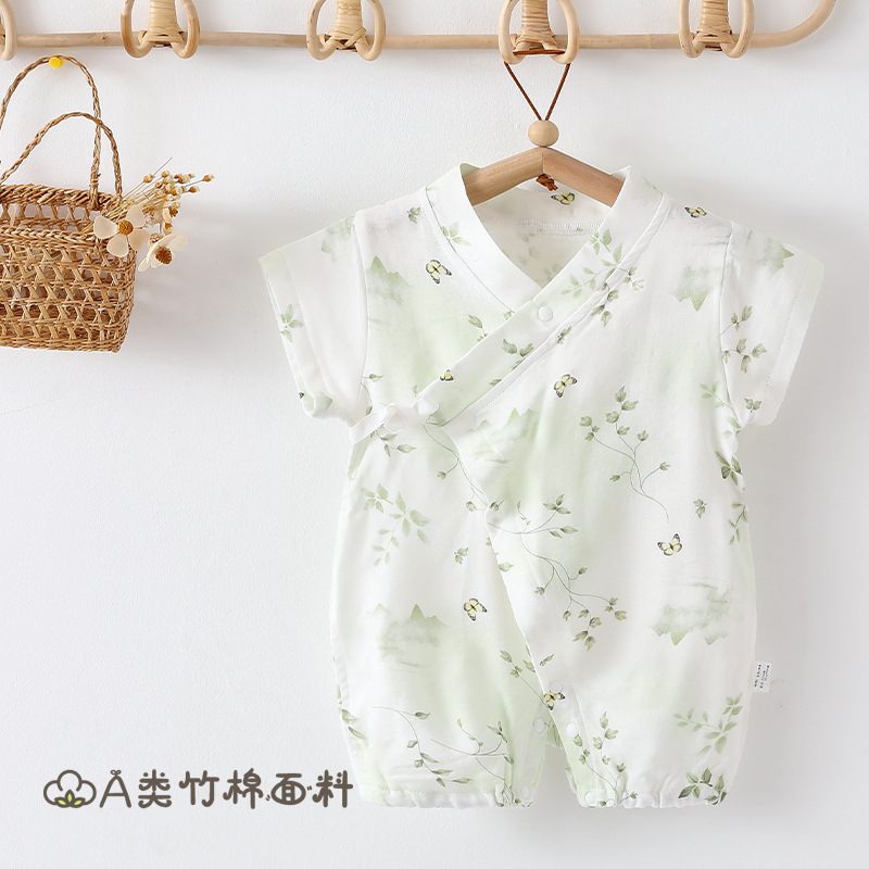 Baby Romper Summer Class a Bamboo Cotton Gauze Air Conditioning Suit Newborn Clothes Short Sleeve Infant Girl Crawling Suit