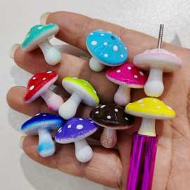 25mm个性烤漆波点蘑菇 DIY手工串珠散珠串笔手机链挂件饰品配件