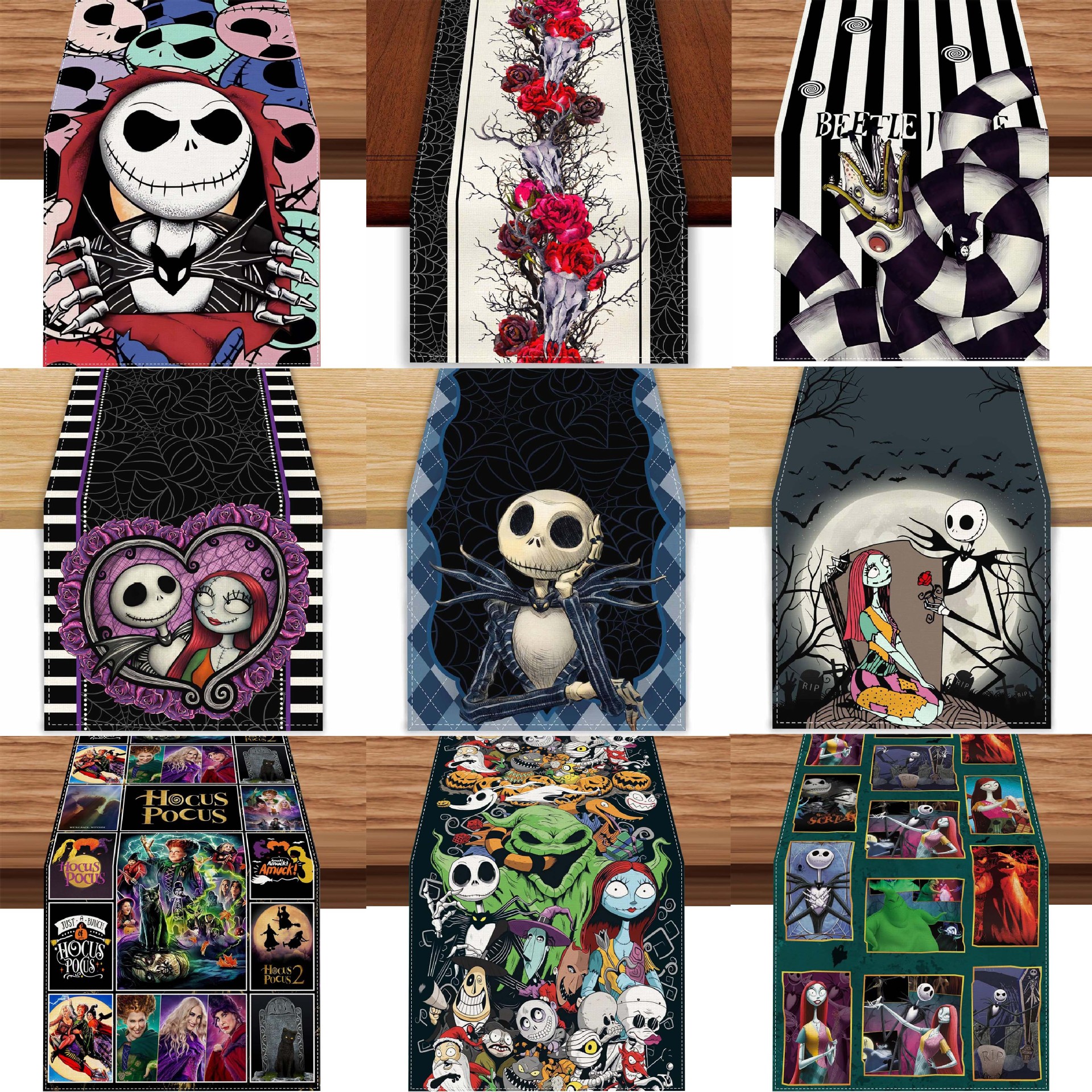 Transfronterizo 2024 Amazon nuevo Halloween Navidad terror lino tabla bandera tabla de comedor tabla bandera de té image 1