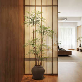 ✅绿植室内客厅南天竹假树仿生植物侘寂风落地盆栽装饰摆