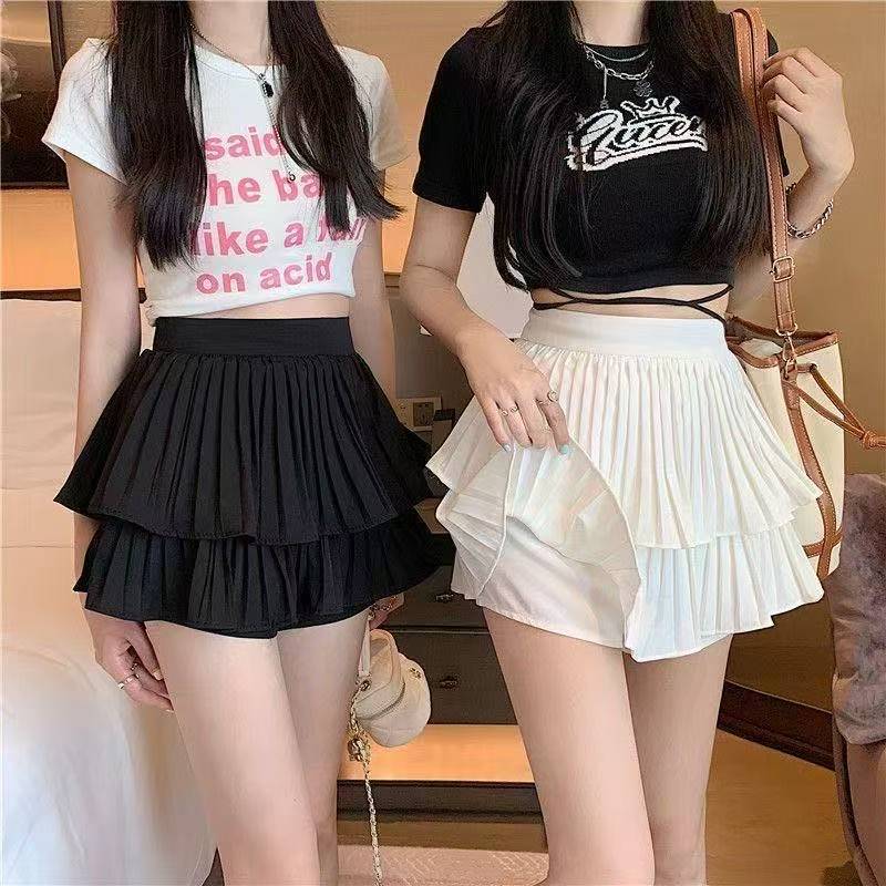 White High-Waisted Pleated A-Line Mini Skirt, Slim-Fit Summer Design for Petite Figures — detail image 3