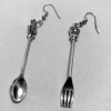 Fashionable spoon, fork, small earrings, European style, punk style