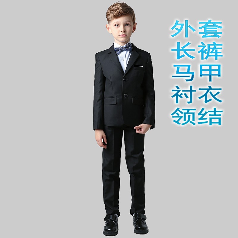 2024子供のスーツのスーツの男の子の小さい司会者のドレスの中で大きい子供のピアノの演服の花の子供の男の子のスーツ