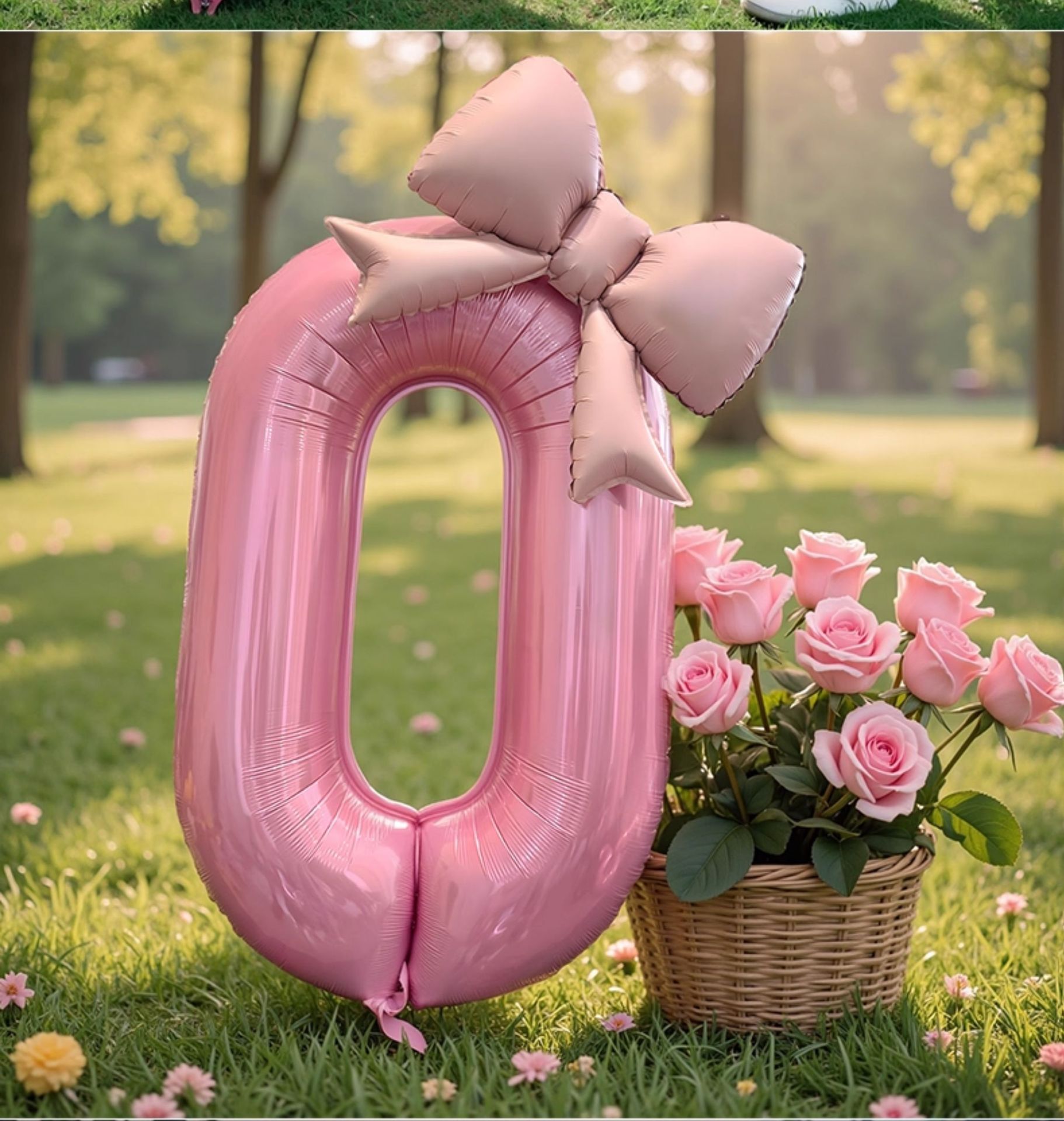 Globos de números para 10 cumpleaños niña decoración lazo rosa_voghion.com