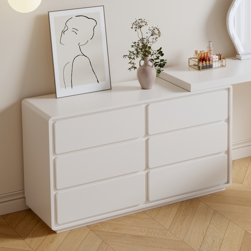 Comodador de madera sólida pintado dormitorio principal moderno simple cama de aire de crema cauda armario de maquillaje giratorio integrado